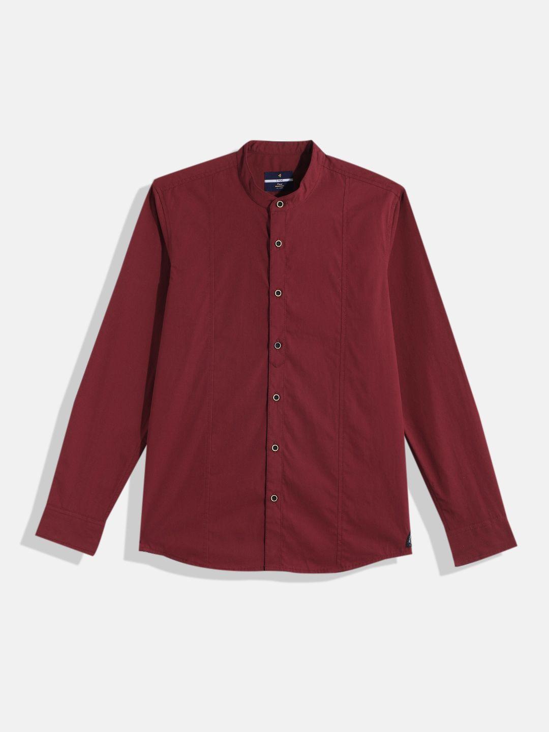 ivoc boys maroon standard slim fit casual shirt