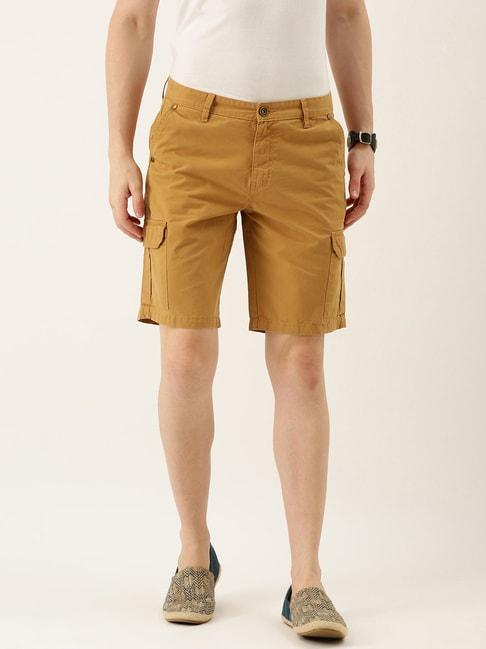 ivoc khaki regular fit cargo cotton shorts