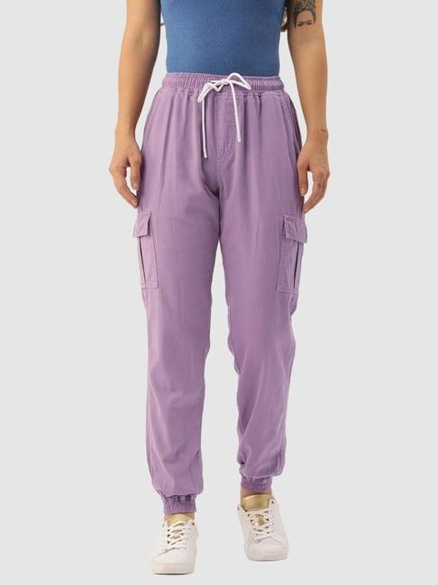 ivoc lavender cotton regular fit mid rise joggers