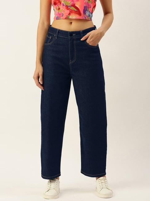 ivoc navy cotton high rise flared jeans