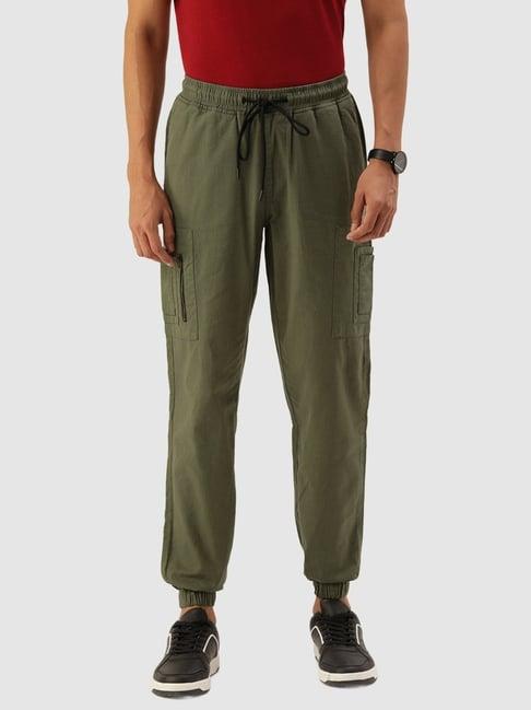 ivoc olive cotton regular fit jogger pants