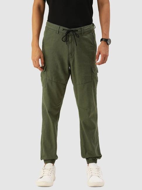 ivoc olive cotton regular fit jogger pants