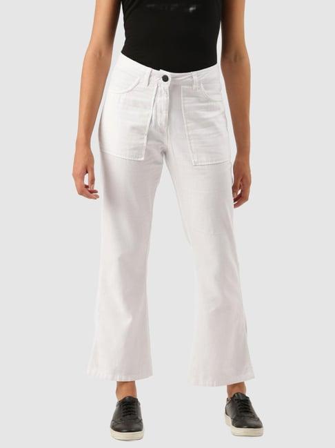ivoc white cotton regular fit mid rise jeans