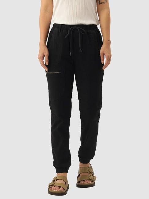 ivoc black regular fit mid rise joggers