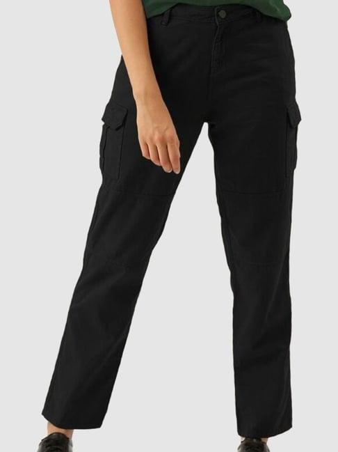 ivoc black relaxed fit mid rise trousers