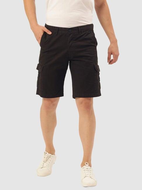 ivoc black slim fit cotton cargo shorts