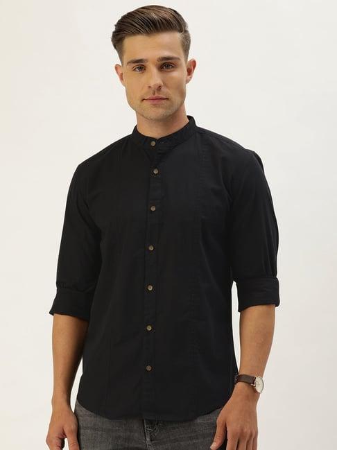 ivoc black slim fit cotton shirt