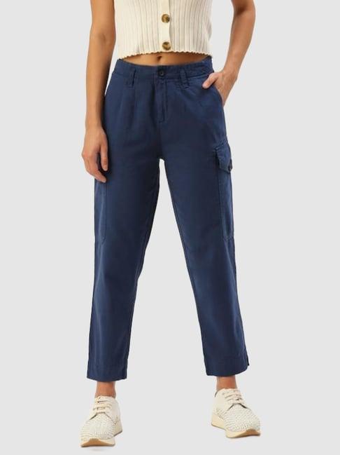 ivoc blue relaxed fit mid rise trousers