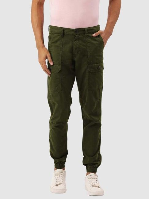 ivoc dark olive regular fit cotton cargo joggers