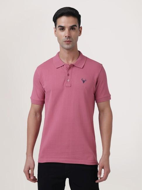 ivoc dusty pink cotton regular fit polo t-shirt