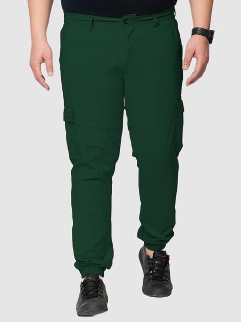 ivoc green relaxed fit cotton plus size cargo joggers