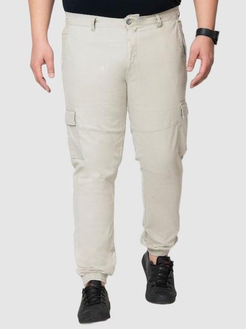 ivoc grey relaxed fit cotton plus size cargo joggers