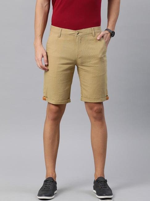 ivoc khaki regular fit cotton shorts