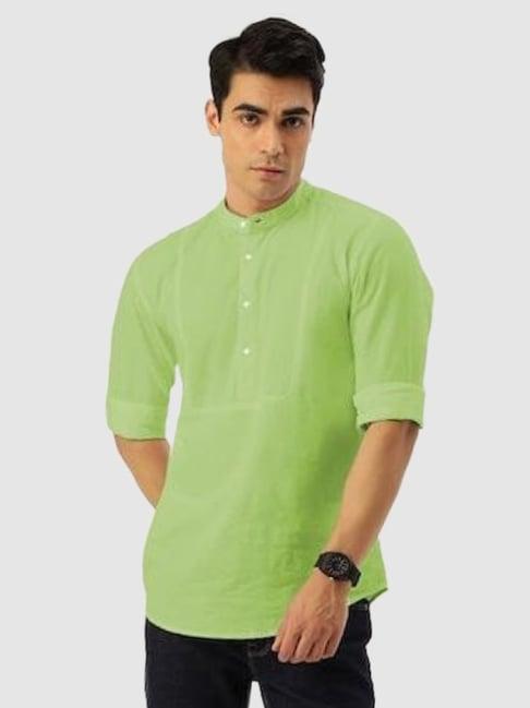 ivoc lime green slim fit short kurta