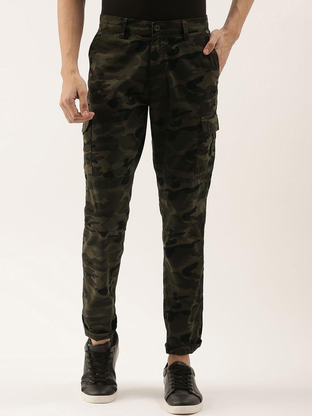 ivoc men camouflage printed slim fit cargos trousers