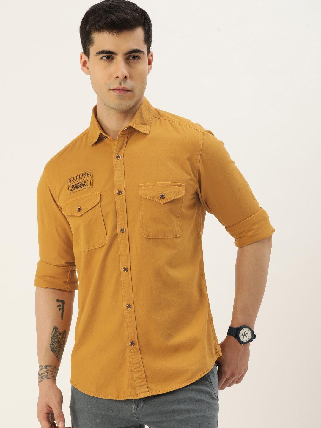 ivoc men embroidered regular fit casual shirt