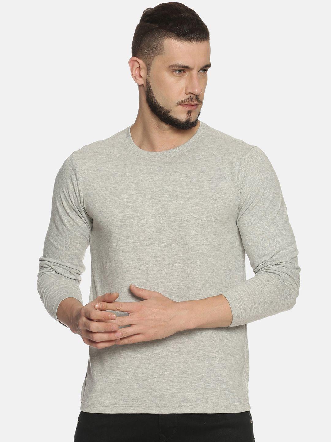 ivoc men grey solid round neck t-shirt