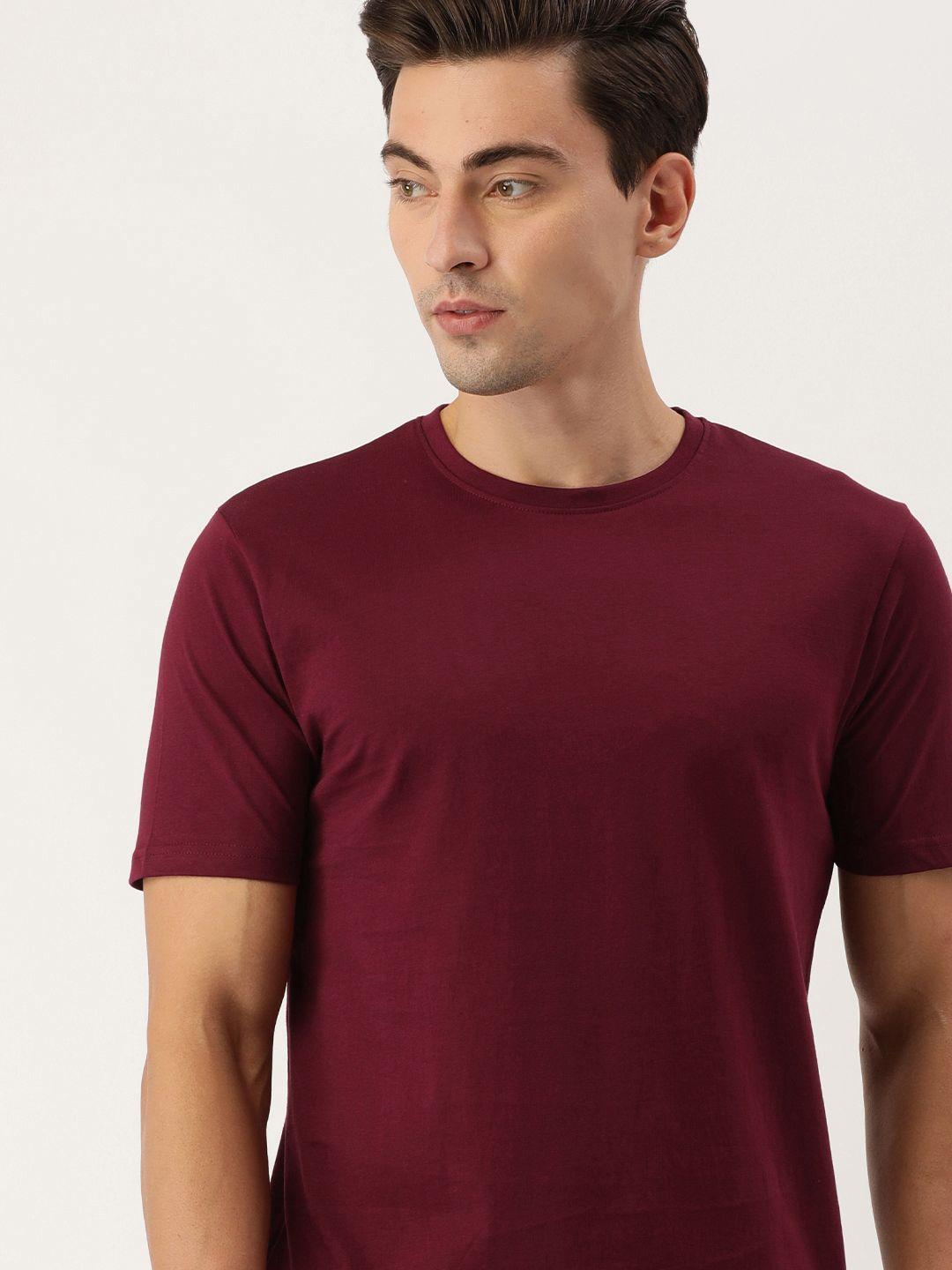 ivoc men maroon round neck cotton t-shirt