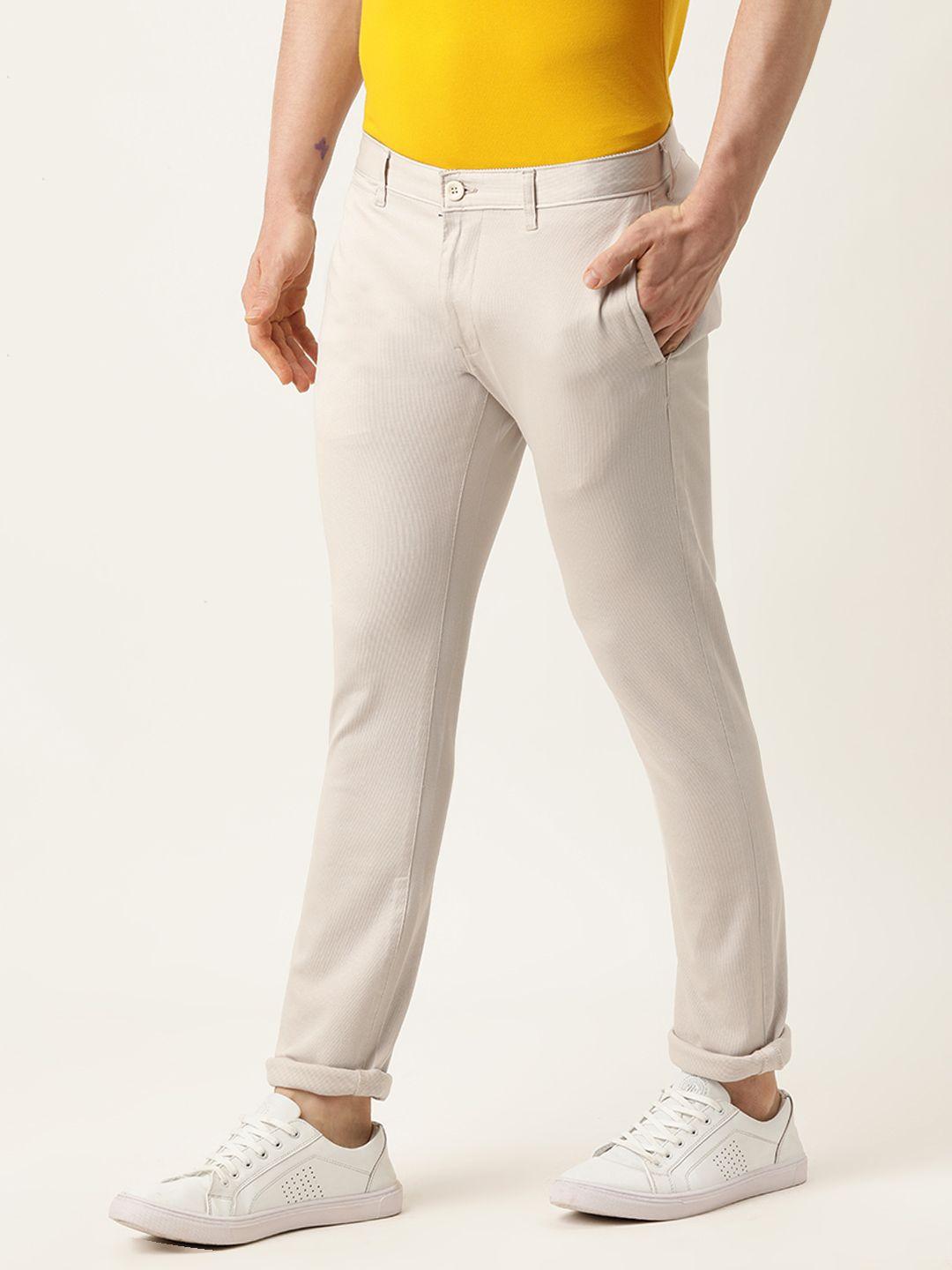 ivoc men off white slim fit trousers