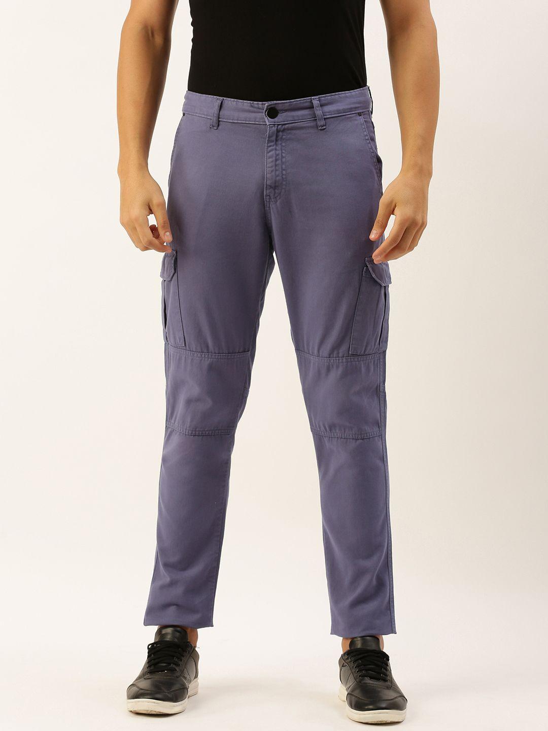 ivoc men slim fit mid-rise trousers