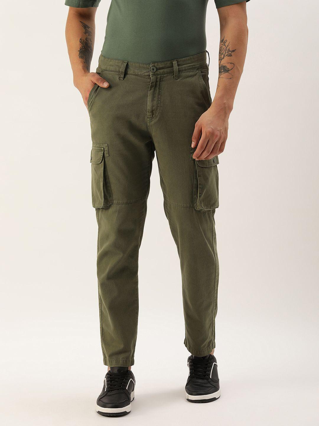 ivoc men solid regular fit cargos trousers