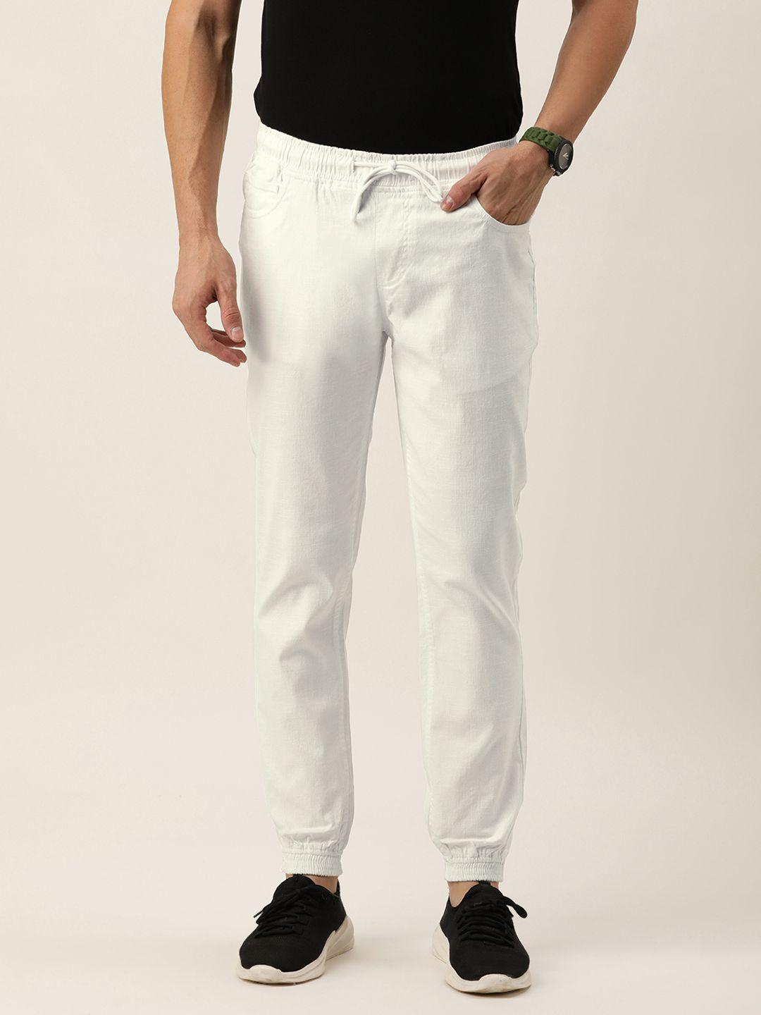 ivoc men white solid slim fit joggers