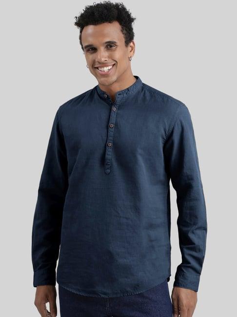 ivoc navy blue slim fit kurta