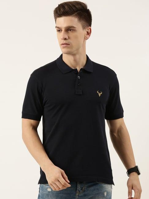 ivoc navy regular fit cotton polo t-shirt