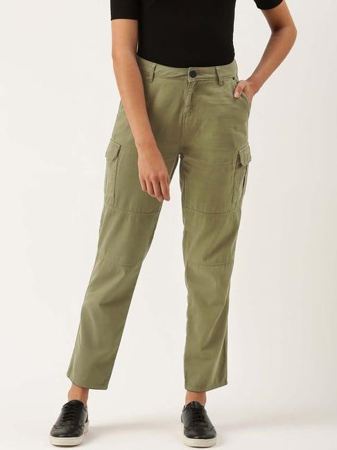 ivoc olive cotton slim fit mid rise cargo pants