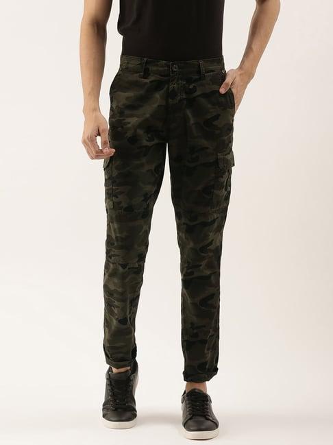 ivoc olive regular fit camo print cargos