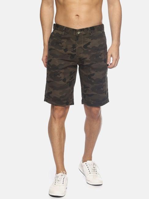 ivoc olive regular fit cotton shorts