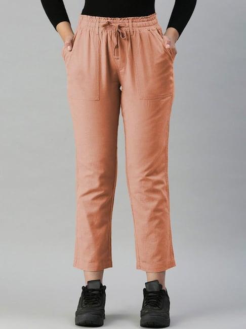 ivoc peach regular fit mid rise trousers