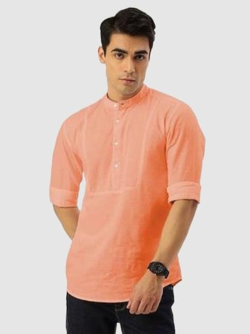 ivoc peach slim fit short kurta