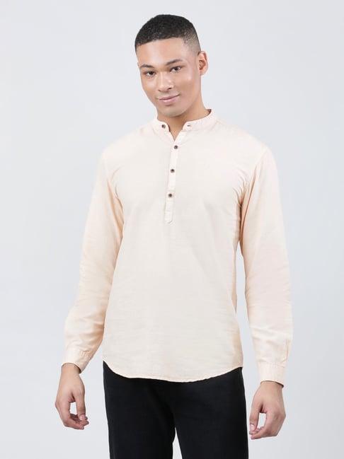 ivoc peach slim fit short kurta