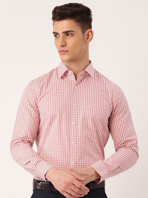 ivoc pink regular fit check cotton shirt