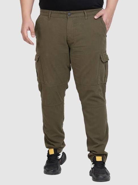 ivoc plus forest green cotton regular fit cargos