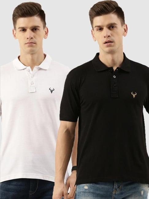 ivoc white & black regular fit polo t-shirt - pack of 2