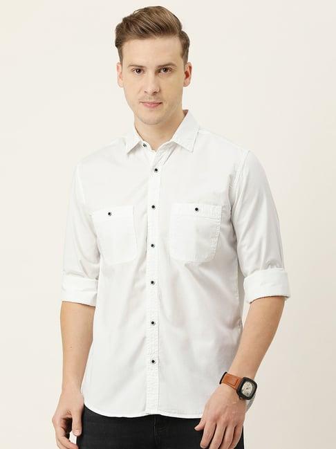 ivoc white regular fit cotton shirt