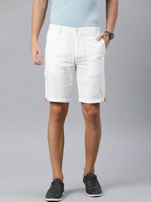 ivoc white regular fit cotton shorts