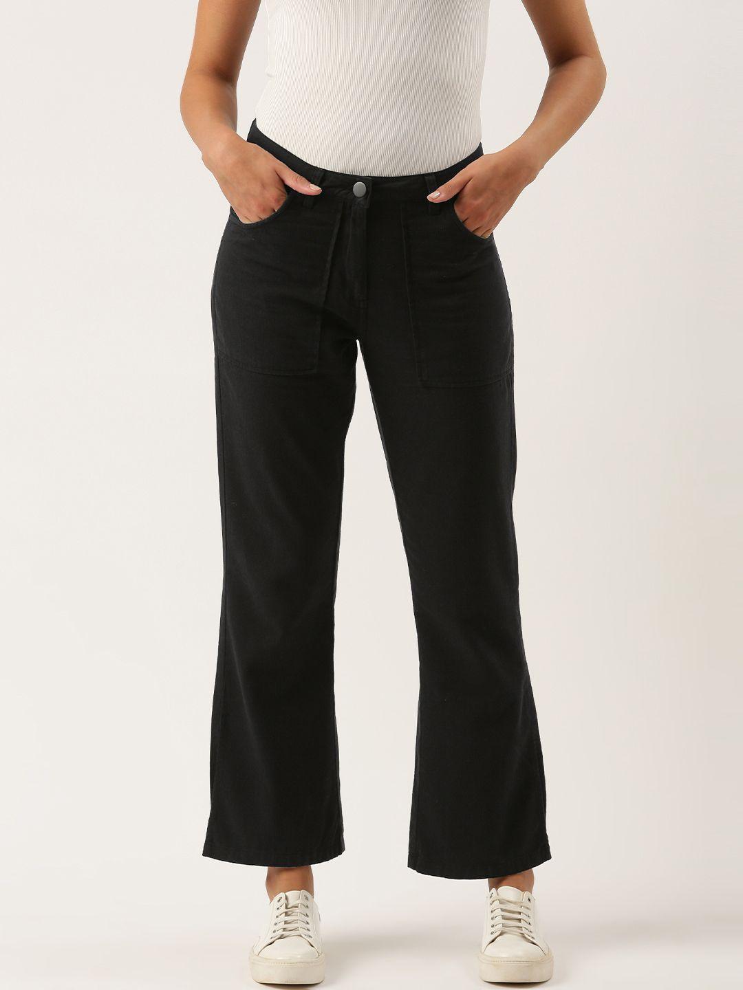 ivoc women black solid pure cotton mid-rise slim fit jeans