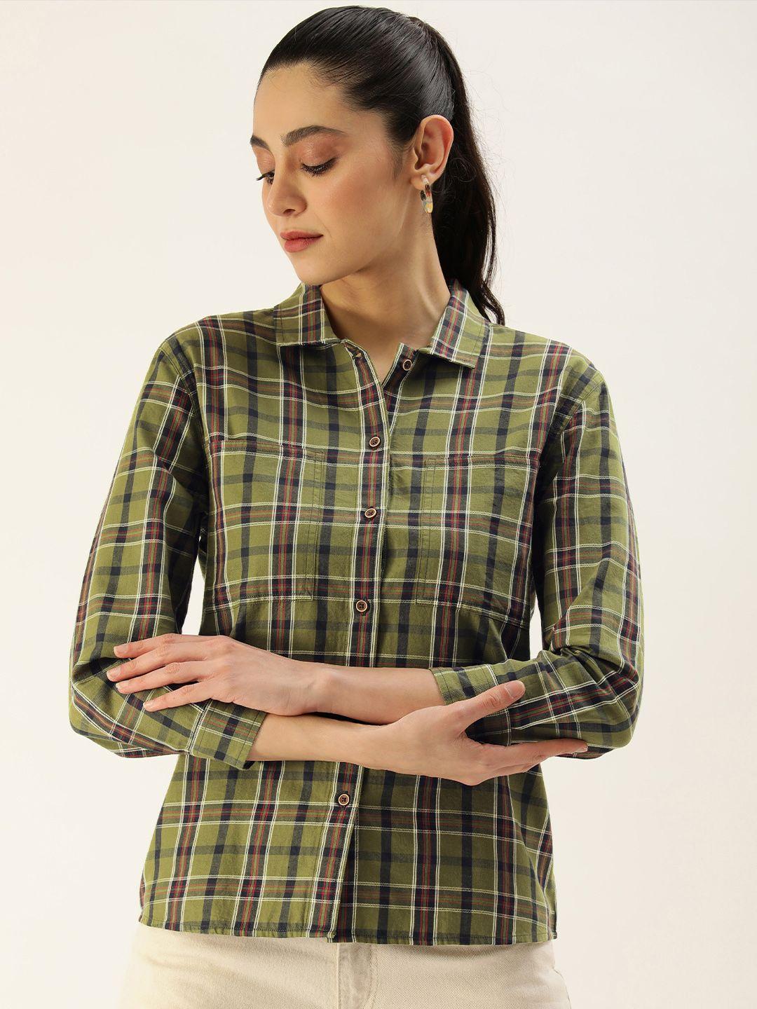 ivoc women checked regular fit casual shirt