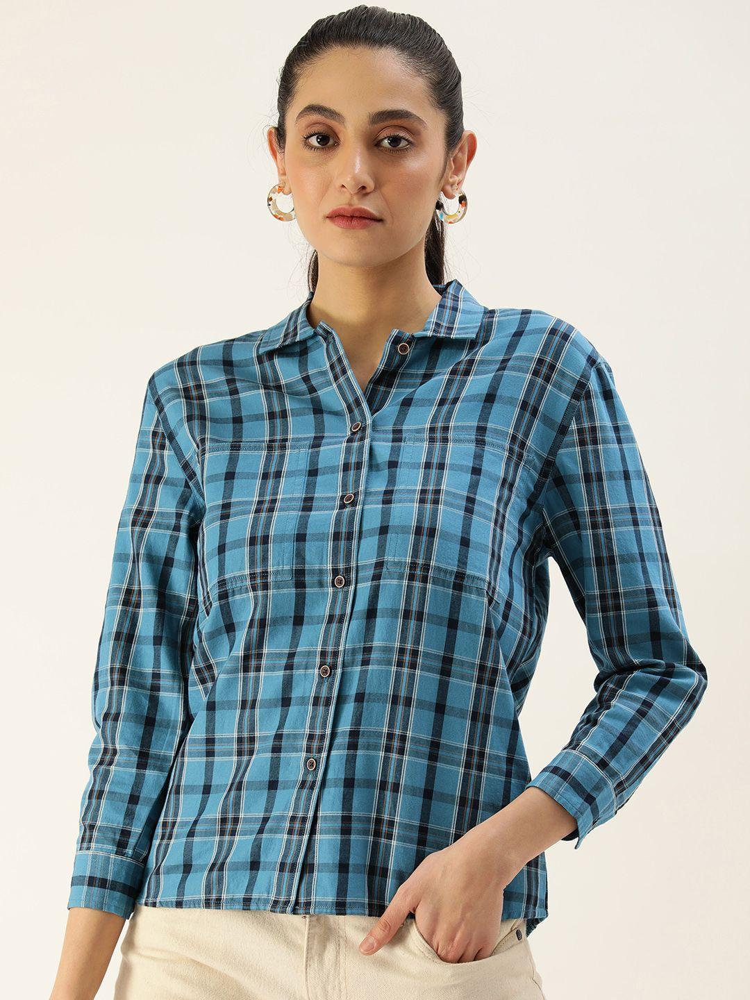 ivoc women checked regular fit casual shirt