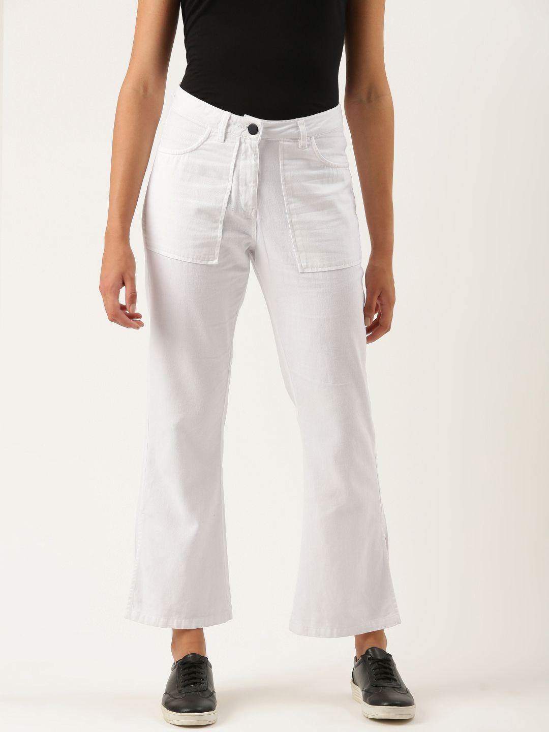 ivoc women white solid pure cotton mid-rise slim fit jeans