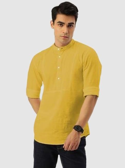 ivoc yellow slim fit short kurta