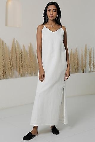 ivory cotton linen maxi dress