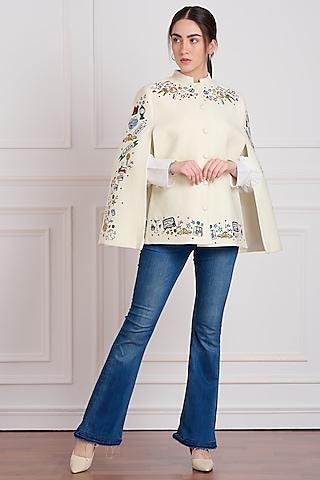 ivory embroidered cape
