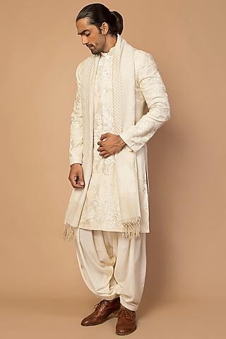 ivory embroidered sherwani with pants