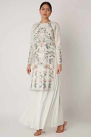 ivory georgette embroidered sharara pants