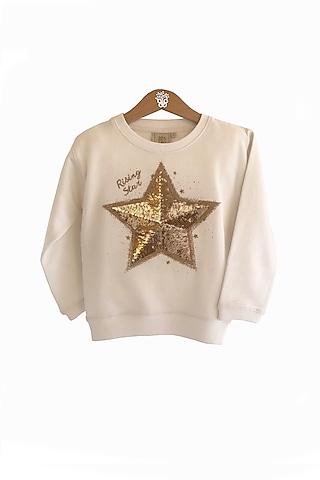 ivory hand embroidered sweater top for girls