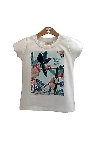 ivory hand embroidered t-shirt for girls
